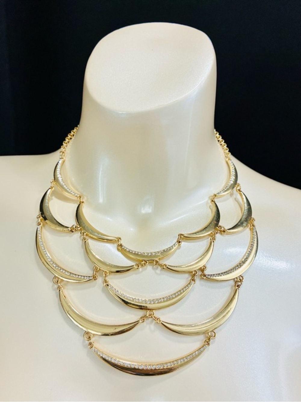 INC International Concepts Gold Layered Crescent Bib Necklace